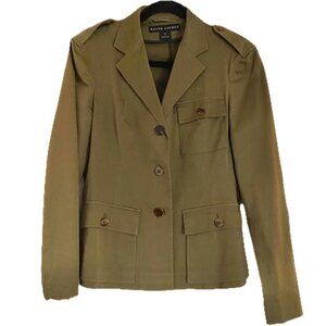 Ralph Lauren Blue Label Utility Jacket Military Blazer Army Green Womens Size 6
